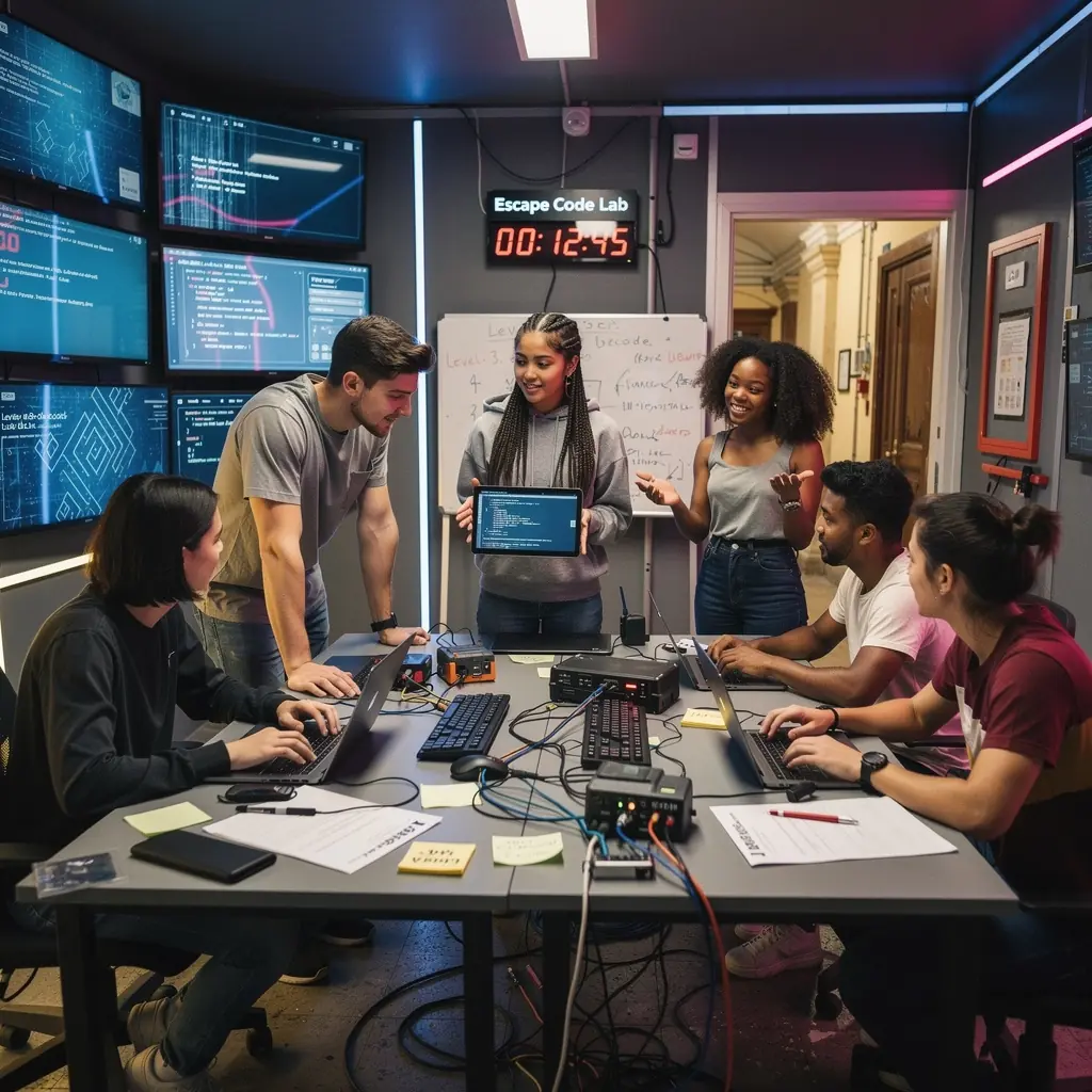 Kép egy modern tanteremről, ahol diákok tanulnak HTML és CSS alapokat.