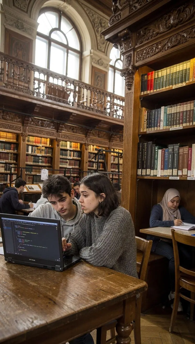 Diákok egyéni projekteken dolgoznak, miközben jegyzetelnek és kódot írnak.