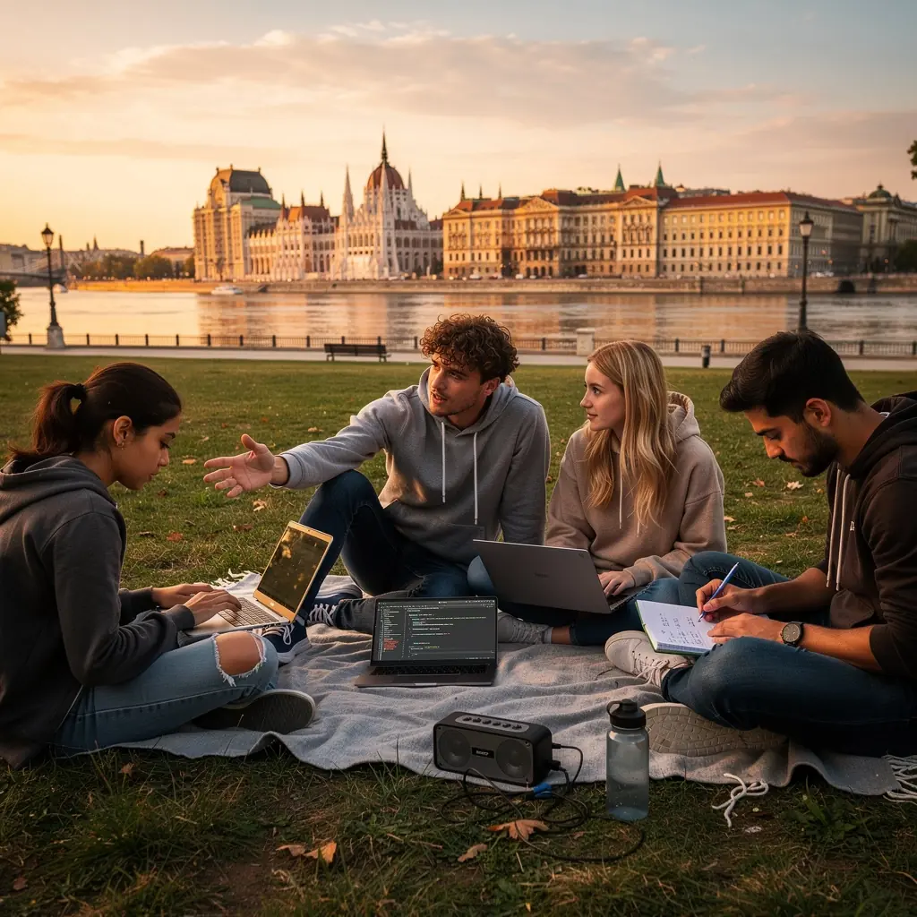 Diákok egyéni projekteken dolgoznak, miközben jegyzetelnek és kódot írnak.