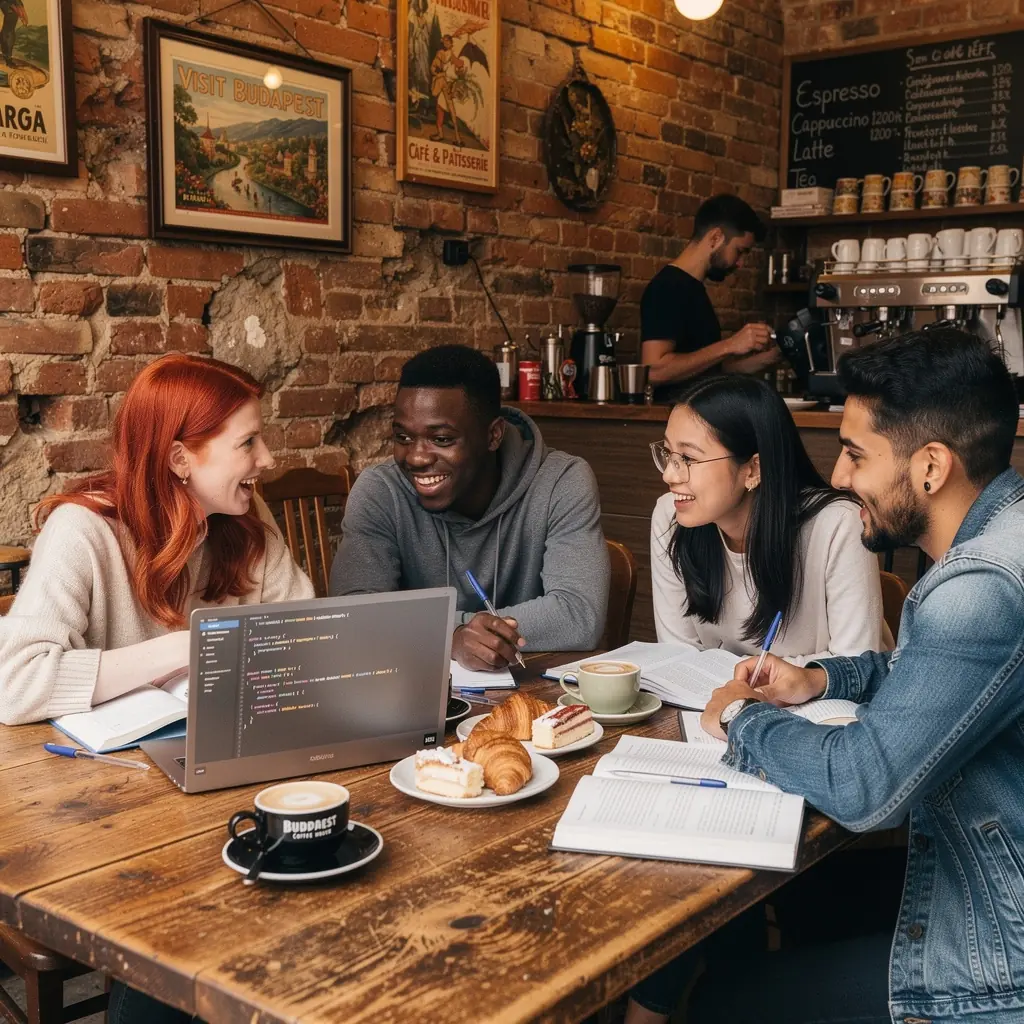 Diákok egyéni projekteken dolgoznak, miközben jegyzetelnek és kódot írnak.